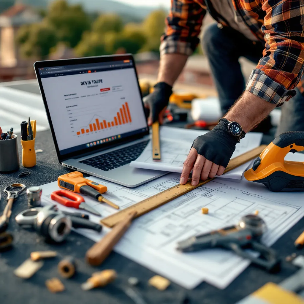 Toiture à Toulon en cours de rénovation avec des couvreurs professionnels